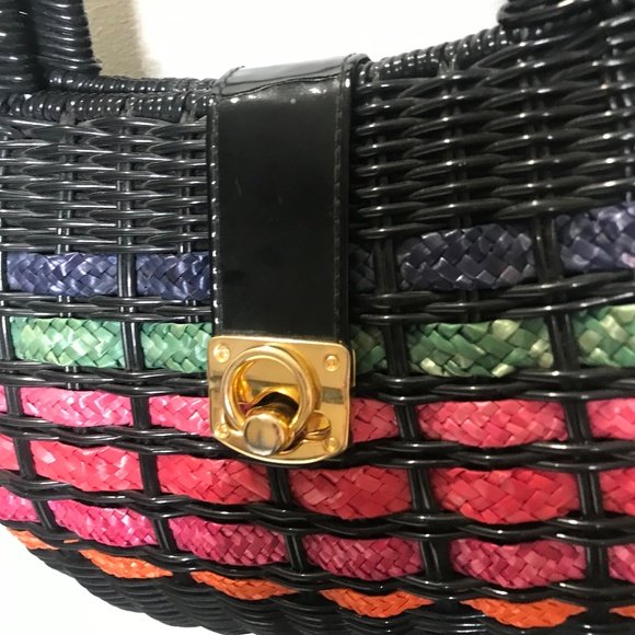 Vintage Woven Mini Top Handle Bag with Gold Chain Strap - Picture 13 of 15